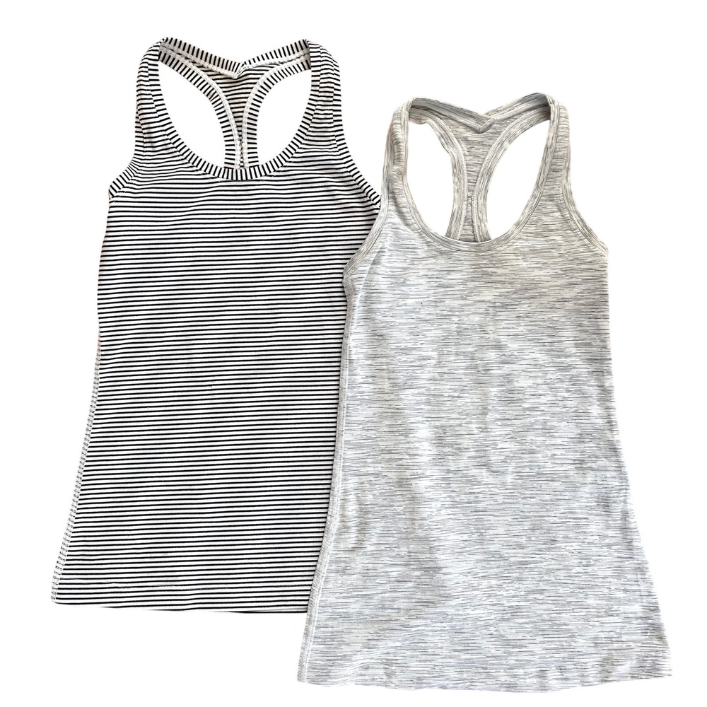 Set of 2 Lululemon Cool Racerback Tank Top Striped & Grey Size 2/4